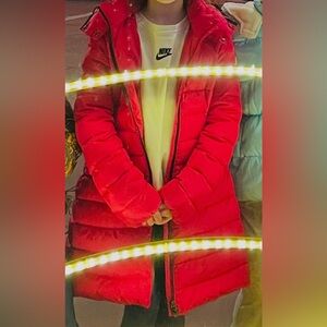 Moka Moncler Bold Red Kids Puffer Coat girls size 10